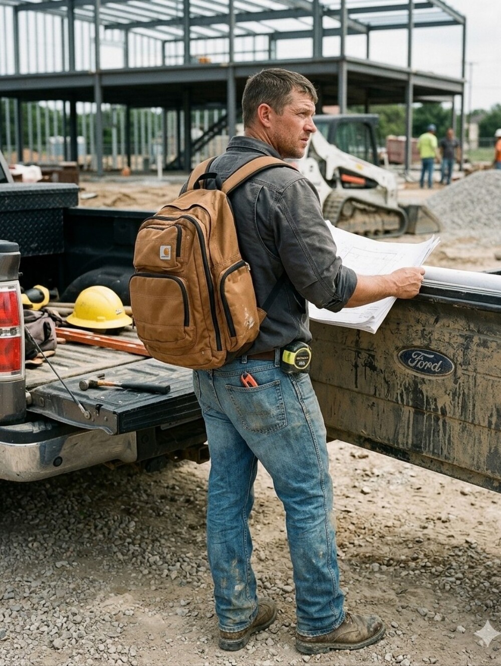 Carhartt Tan Canvas Backpack with Black Base